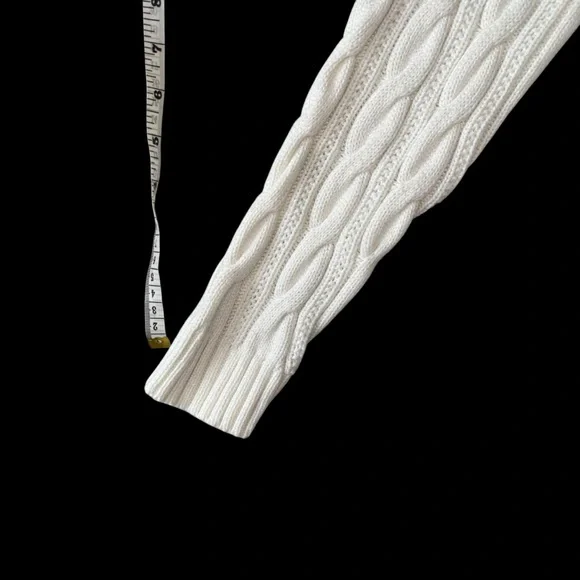 Lands’ End Drifter White Cable Knit Sweater Youth L (14–16) - Picture 6 of 16